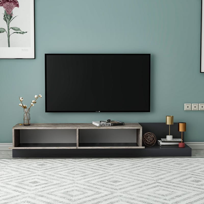 Ervold TV-bänk 180x30x37 cm - Gordion Marble/Anthracite - Möbler - Tv möbel & mediamöbel - TV bänk & mediabänk