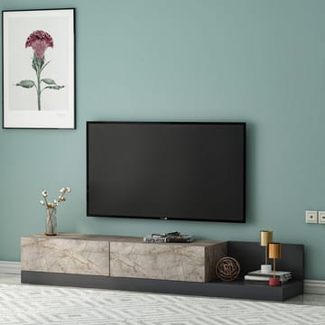 Ervold TV-bänk 180x30x37 cm - Gordion Marble/Anthracite - Möbler - Tv möbel & mediamöbel - TV bänk & mediabänk