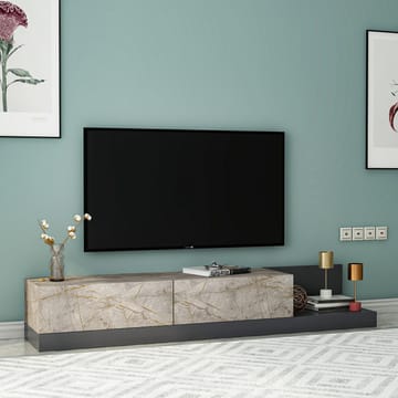 Ervold TV-bänk 180x30x37 cm - Gordion Marble/Anthracite - Möbler - Tv möbel & mediamöbel - TV bänk & mediabänk