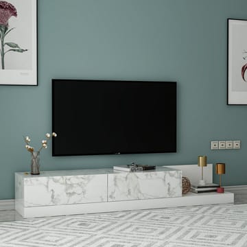 Ervold TV-bänk 180x30x37 cm - Marmo Marble och vitt - Möbler - Tv möbel & mediamöbel - TV bänk & mediabänk