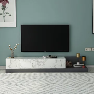 Ervold TV-bänk 180x30x37 cm - Marmo Marble/Antracit - Möbler - Tv möbel & mediamöbel - TV bänk & mediabänk