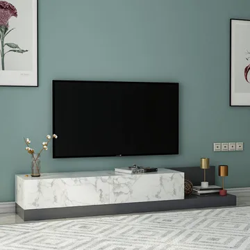 Ervold TV-bänk 180x30x37 cm - Marmo Marble/Antracit - Möbler - Tv möbel & mediamöbel - TV bänk & mediabänk