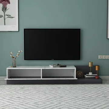 Ervold TV-bänk 180x30x37 cm - Marmo Marble/Antracit - Möbler - Tv möbel & mediamöbel - TV bänk & mediabänk