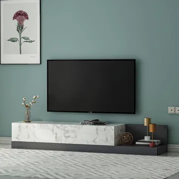 Ervold TV-bänk 180x30x37 cm - Marmo Marble/Antracit - Möbler - Tv möbel & mediamöbel - TV bänk & mediabänk