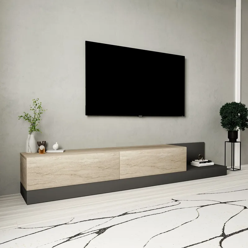 Ervold TV-bänk 180x30x37 cm - Travertin/Antracit - Möbler - Tv möbel & mediamöbel - TV bänk & mediabänk