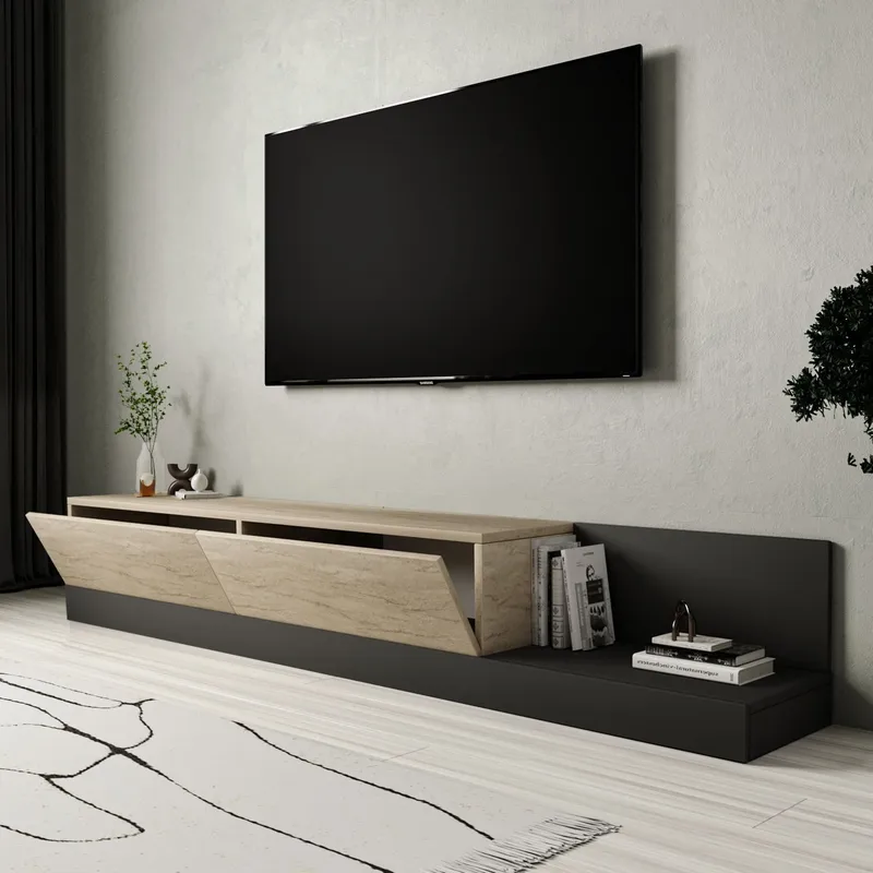 Ervold TV-bänk 180x30x37 cm - Travertin/Antracit - Möbler - Tv möbel & mediamöbel - TV bänk & mediabänk
