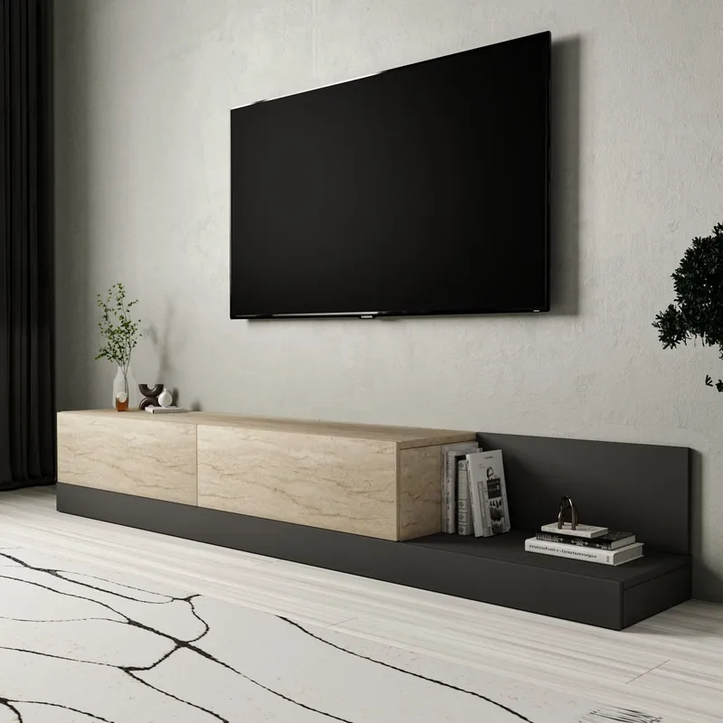 Ervold TV-bänk 180x30x37 cm - Travertin/Antracit - Möbler - Tv möbel & mediamöbel - TV bänk & mediabänk