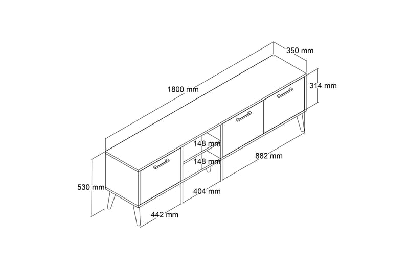 Essexa Tv-bänk 180x35 cm Brun - Hanah Home - Möbler - Tv möbel & mediamöbel - TV bänk & mediabänk