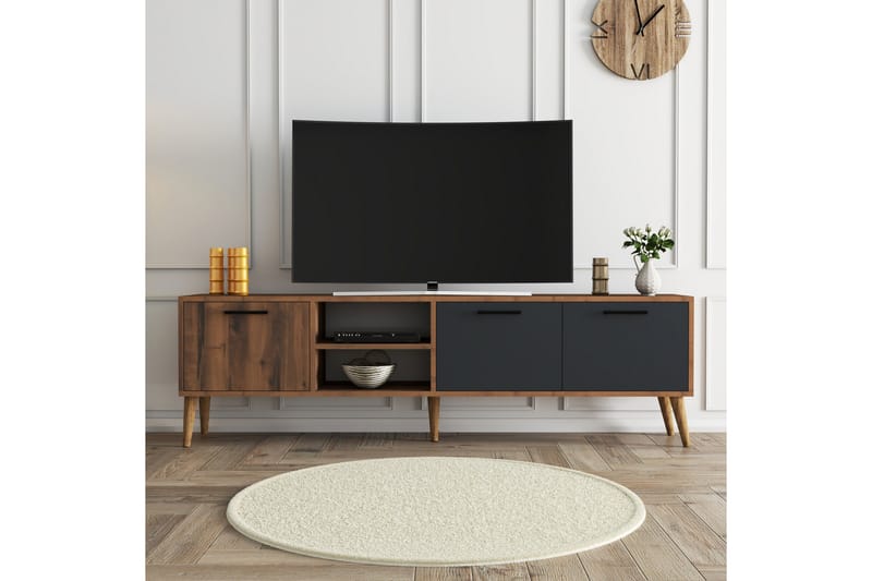 Essexa Tv-bänk 180x35 cm Brun/Svart - Hanah Home - Möbler - Tv möbel & mediamöbel - TV bänk & mediabänk