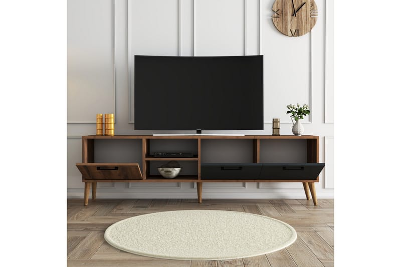 Essexa Tv-bänk 180x35 cm Brun/Svart - Hanah Home - TV bänk & mediabänk