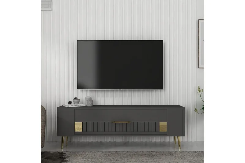 Estel Tv-bänk 120 cm - Antracit/Guld - Möbler - Tv möbel & mediamöbel - TV bänk & mediabänk