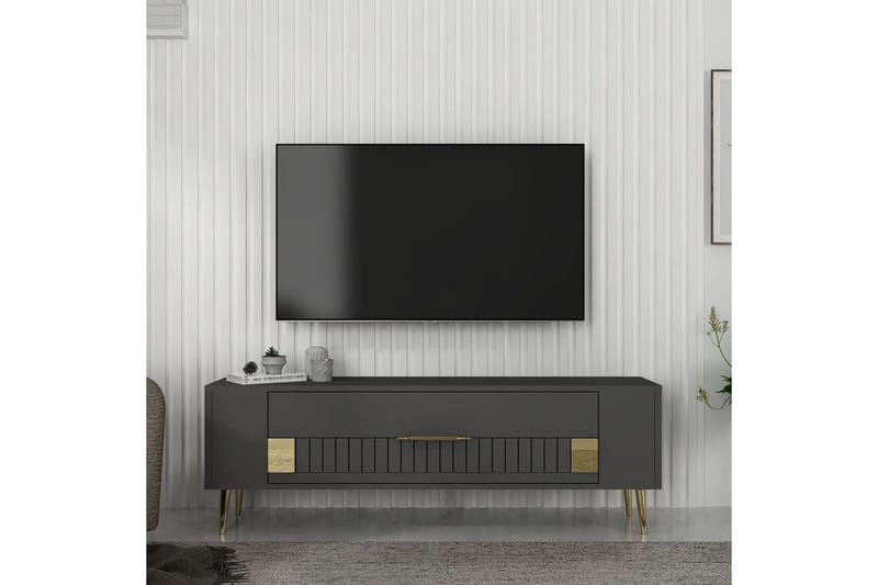 Estel Tv-bänk 120 cm - Antracit/Guld - Möbler - Tv möbel & mediamöbel - TV bänk & mediabänk