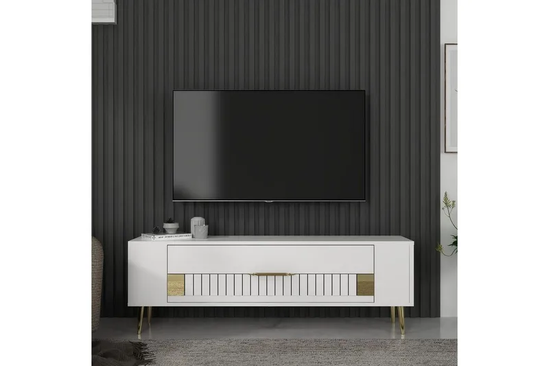 Estel Tv-bänk 120 cm - Vit/Guld - Möbler - Tv möbel & mediamöbel - TV bänk & mediabänk