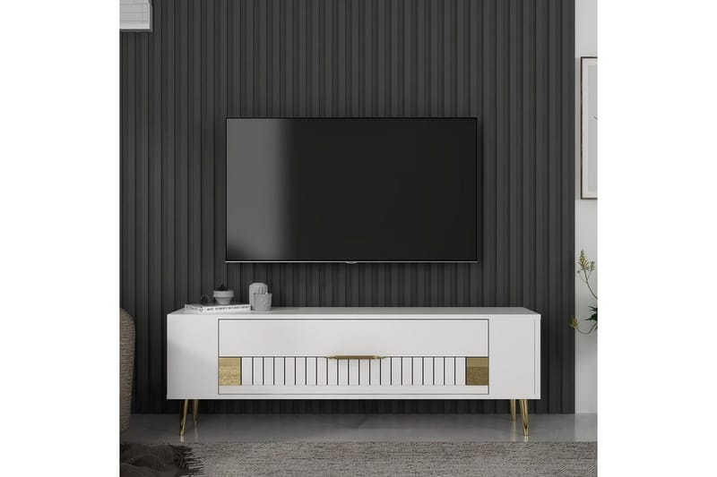 Estel Tv-bänk 120 cm - Vit/Guld - Möbler - Tv möbel & mediamöbel - TV bänk & mediabänk