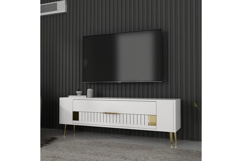 Estel Tv-bänk 120 cm - Vit/Guld - Möbler - Tv möbel & mediamöbel - TV bänk & mediabänk