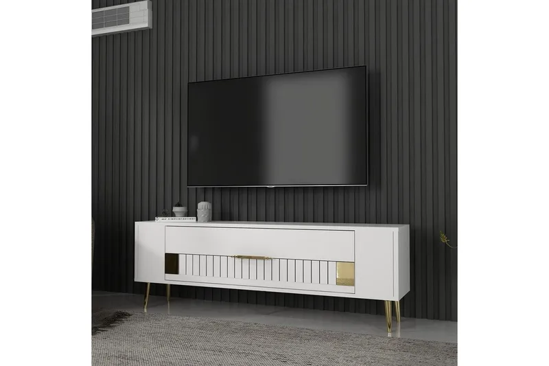 Estel Tv-bänk 120 cm - Vit/Guld - Möbler - Tv möbel & mediamöbel - TV bänk & mediabänk