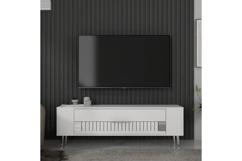 Estel Tv-bänk 120 cm - Vit/Silver - Möbler - Tv möbel & mediamöbel - TV bänk & mediabänk