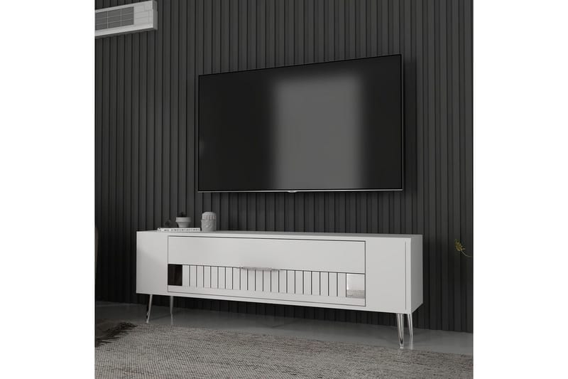 Estel Tv-bänk 120 cm - Vit/Silver - Möbler - Tv möbel & mediamöbel - TV bänk & mediabänk