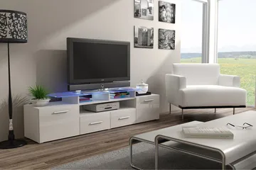 Evora TV-bänk 194x39x39 cm LED-belysning - Beige/Grå/Vit - Möbler - Tv möbel & mediamöbel - TV bänk & mediabänk