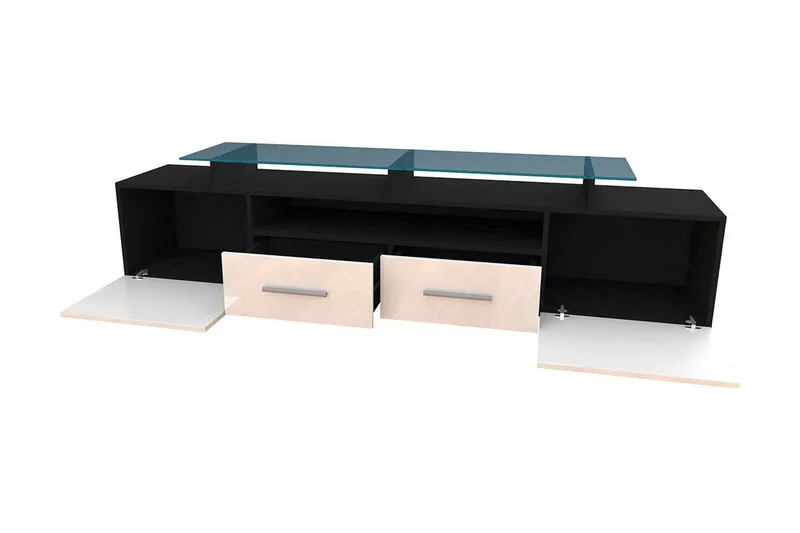 Evora TV-bänk 194x39x39 cm LED-belysning - Beige/Grå/Vit - Möbler - Tv möbel & mediamöbel - TV bänk & mediabänk