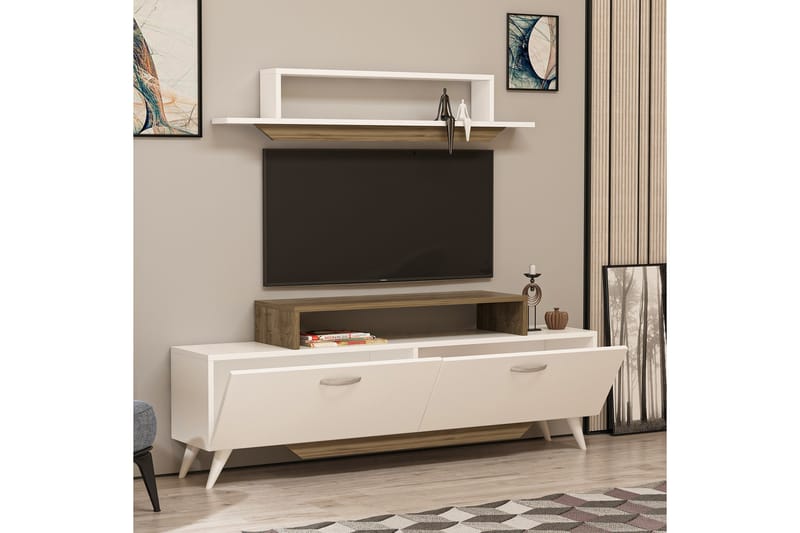 Fabrony Tv-möbelset 120x14,5 cm Vit/Brun - Hanah Home - Möbler - Tv möbel & mediamöbel - TV-möbelset