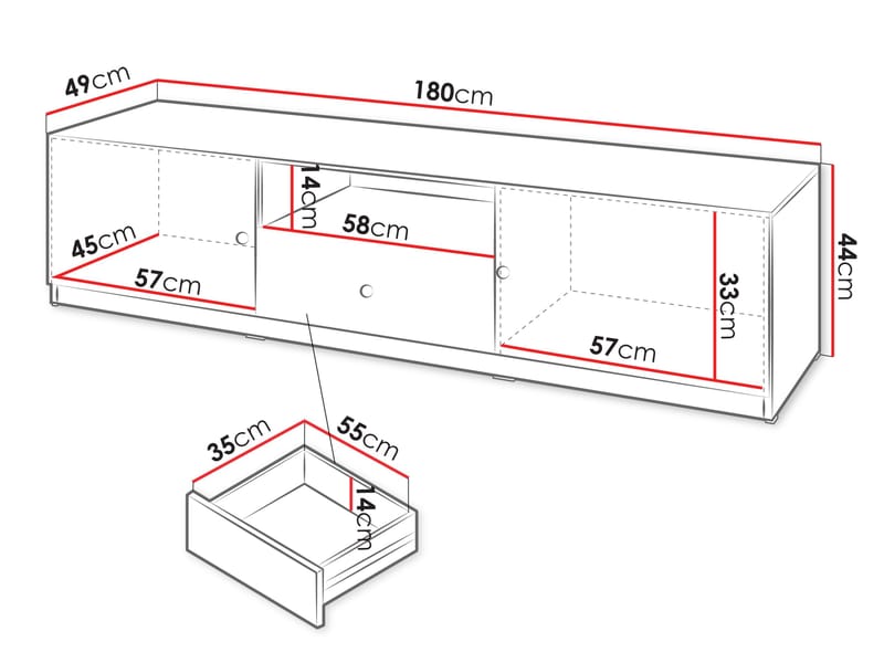 Fayric Golvstående Tv-bänk 180 cm med Förvaring i Målat Trä - Beige - Möbler - Tv möbel & mediamöbel - TV bänk & mediabänk