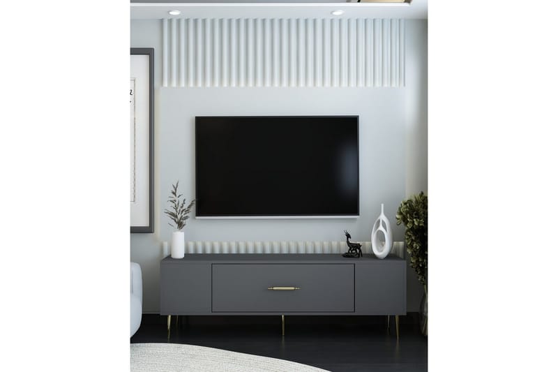 Feynor Tv-bänk 150 cm - Antracit/Guld - Möbler - Tv möbel & mediamöbel - TV bänk & mediabänk