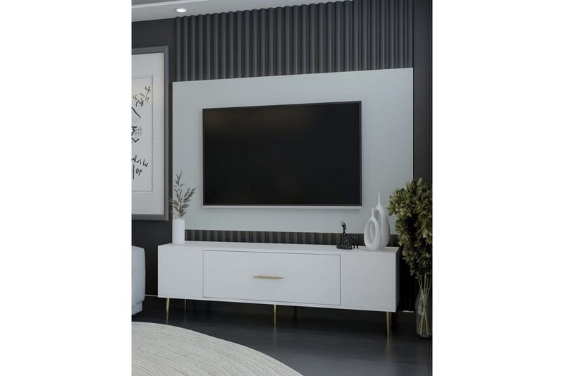 Feynor Tv-bänk 150 cm - Vit/Guld - Möbler - Tv möbel & mediamöbel - TV bänk & mediabänk