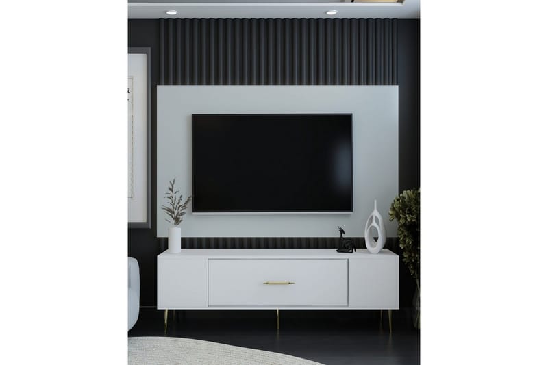 Feynor Tv-bänk 150 cm - Vit/Guld - Möbler - Tv möbel & mediamöbel - TV bänk & mediabänk