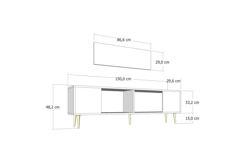 Feynor Tv-bänk 150 cm - Vit/Guld - Möbler - Tv möbel & mediamöbel - TV bänk & mediabänk