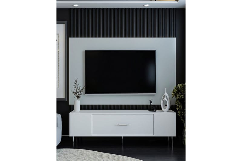 Feynor Tv-bänk 150 cm - Vit/Silver - Möbler - Tv möbel & mediamöbel - TV bänk & mediabänk