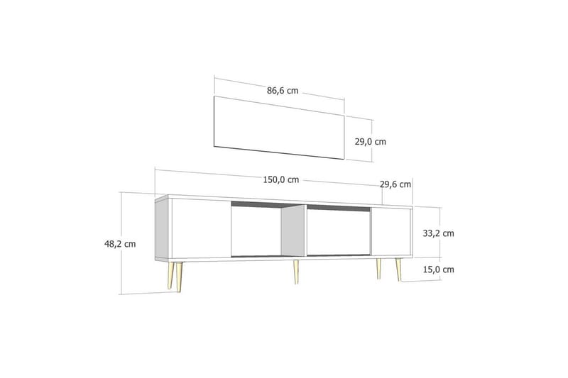 Feynor Tv-bänk 150 cm - Vit/Silver - Möbler - Tv möbel & mediamöbel - TV bänk & mediabänk