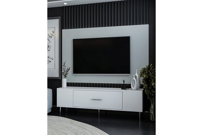 Feynor Tv-bänk 150 cm - Vit/Silver - Möbler - Tv möbel & mediamöbel - TV bänk & mediabänk