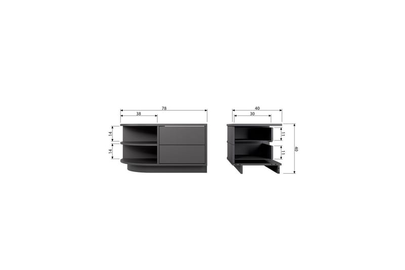 Finca Golvstående TV Bänk Vänster 78 cm med Förvaring i Furu - Svart - Möbler - Tv möbel & mediamöbel - TV bänk & mediabänk