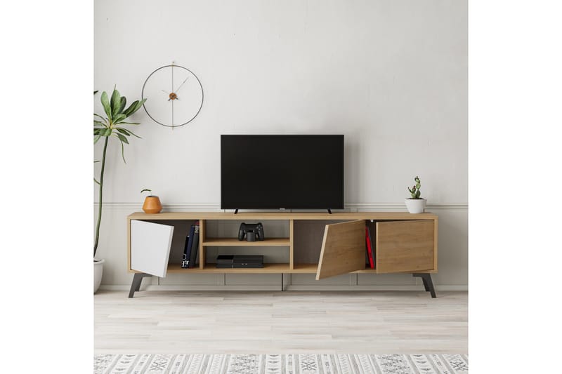 Fiona Tv-bänk 180x35,6 cm Brun/Vit - Hanah Home - Möbler - Tv möbel & mediamöbel - TV bänk & mediabänk