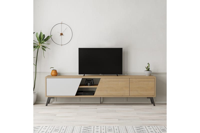 Fiona Tv-bänk 180x35,6 cm Brun/Vit - Hanah Home - Möbler - Tv möbel & mediamöbel - TV bänk & mediabänk