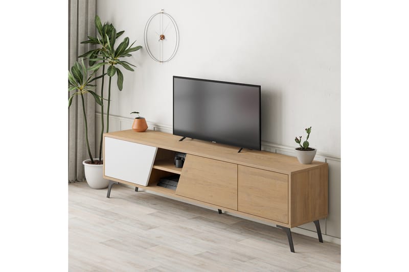 Fiona Tv-bänk 180x35,6 cm Brun/Vit - Hanah Home - Möbler - Tv möbel & mediamöbel - TV bänk & mediabänk