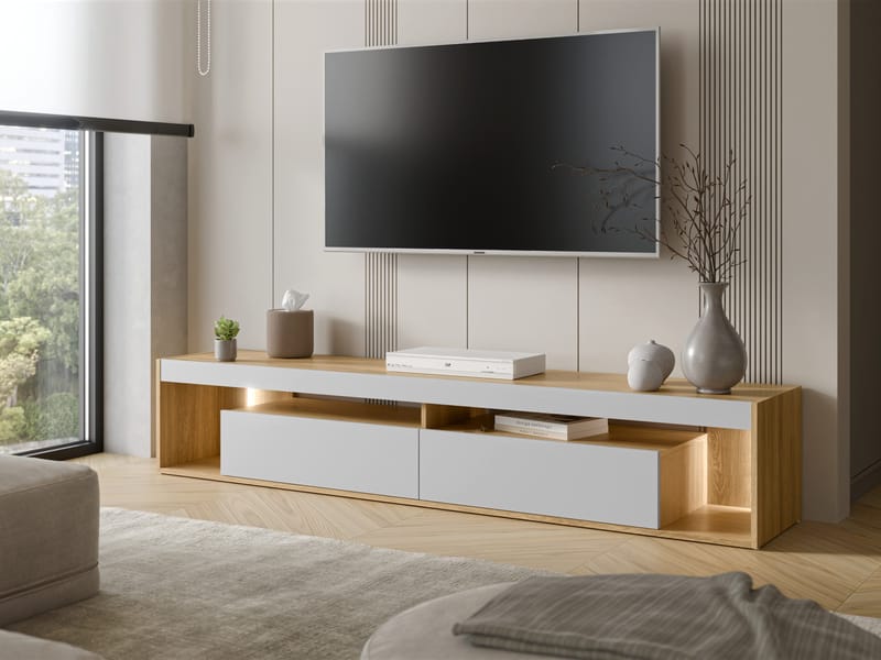 Fiorea Tv-bänk 200 cm - Brun och grå - Möbler - Tv möbel & mediamöbel - TV bänk & mediabänk