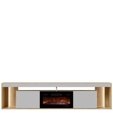 Fiorea Tv-bänk 200 cm med eldstad med värmefunktion - Brun och grå - Möbler - Tv möbel & mediamöbel - TV bänk & mediabänk