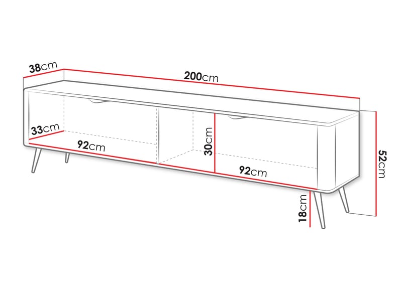 Forba Golvstående Tv-bänk 200 cm med Förvaring i Målat Trä - Vit - Möbler - Tv möbel & mediamöbel - TV bänk & mediabänk