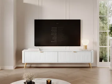 Forba Golvstående Tv-bänk 200 cm med Förvaring i Målat Trä - Vit - Möbler - Tv möbel & mediamöbel - TV bänk & mediabänk