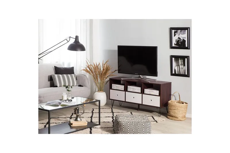 Foston Golvstående TV-bänk 120 cm med Förvaring i Mörkt Trä - Brun - Möbler - Tv möbel & mediamöbel - TV bänk & mediabänk