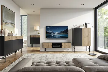 Francisca Tv-bänk 155 cm - Svart/Ek - Möbler - Tv möbel & mediamöbel - TV bänk & mediabänk