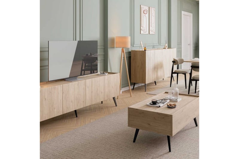 Galnor Golvstående TV-bänk 180 cm med Förvaring i Ek - Ljusbrun - Möbler - Tv möbel & mediamöbel - TV bänk & mediabänk