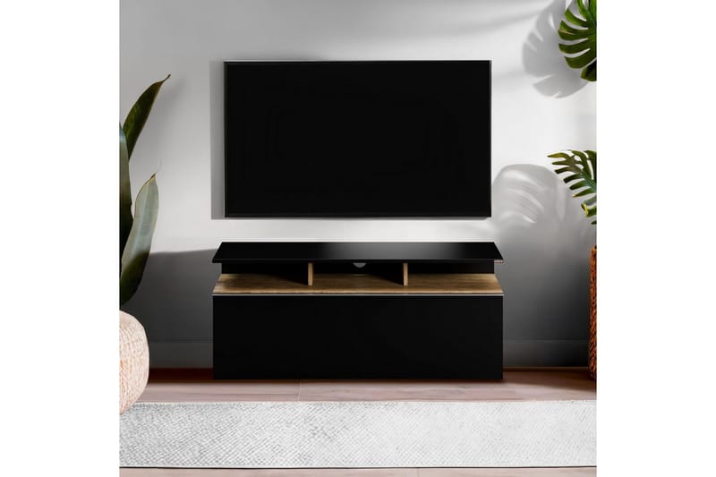 Galnor Tv-bänk 117 cm - Svart/Mediumfärgat trä - Möbler - Tv möbel & mediamöbel - TV bänk & mediabänk