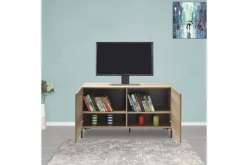 Galnor TV-bänk 120 cm med Förvaring i Mörkt Trä - Naturbrun - Möbler - Tv möbel & mediamöbel - TV bänk & mediabänk