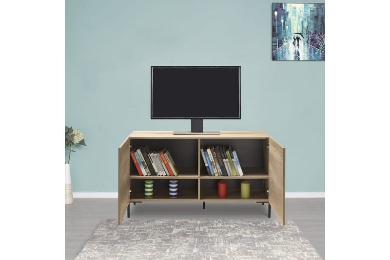 Galnor TV-bänk 120 cm med Förvaring i Mörkt Trä - Naturbrun - Möbler - Tv möbel & mediamöbel - TV bänk & mediabänk