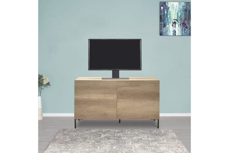 Galnor TV-bänk 120 cm med Förvaring i Mörkt Trä - Naturbrun - Möbler - Tv möbel & mediamöbel - TV bänk & mediabänk