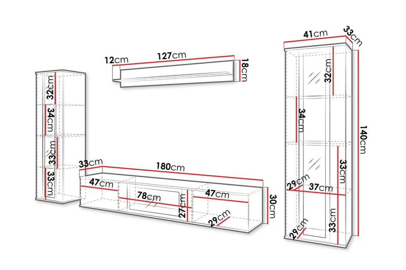 Gamal Tv-möbelset - Grå - Möbler - Tv möbel & mediamöbel - TV-möbelset