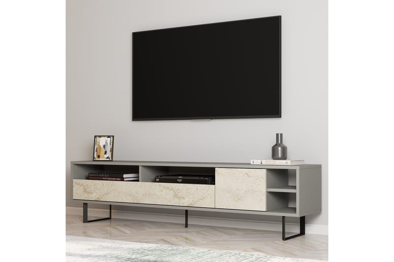 Gazali Tv-bänk 180 cm - Grå/Travertin - Möbler - Tv möbel & mediamöbel - TV bänk & mediabänk